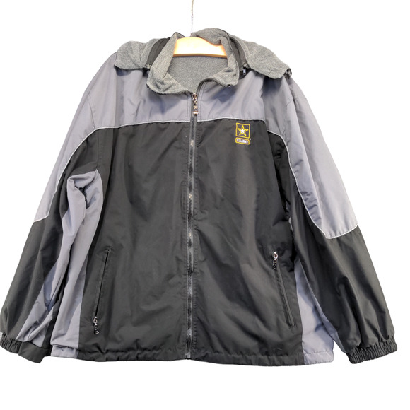 Dimco Men's US. Army Hooded Jacket Black Gray Size XL Embroidered Logo - Picture 1 of 14